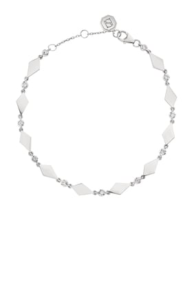 Mosaic Chain Bracelet, 18k White Gold & Diamonds